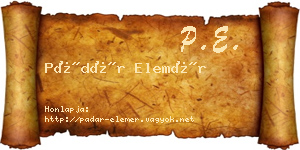 Pádár Elemér névjegykártya
